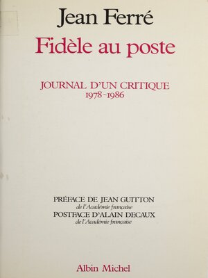 cover image of Fidèle au poste
